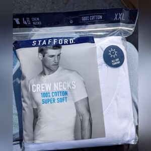 Stafford White V-Neck 4 Pack